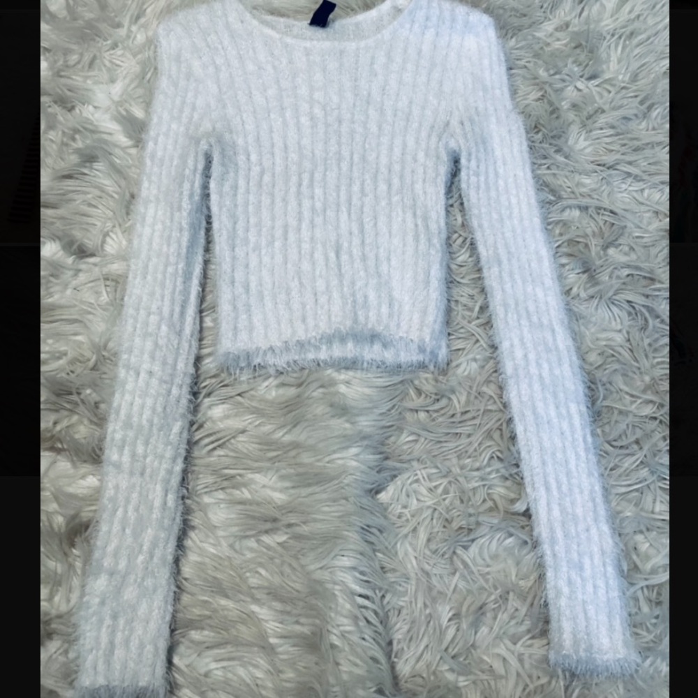 White eyelash sweater
